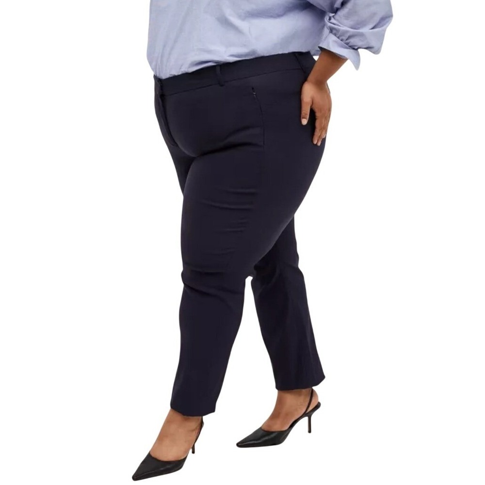 Lane Bryant Navy Blue Straight Leg Ankle Pants Plus Size 28 Stretch Trousers